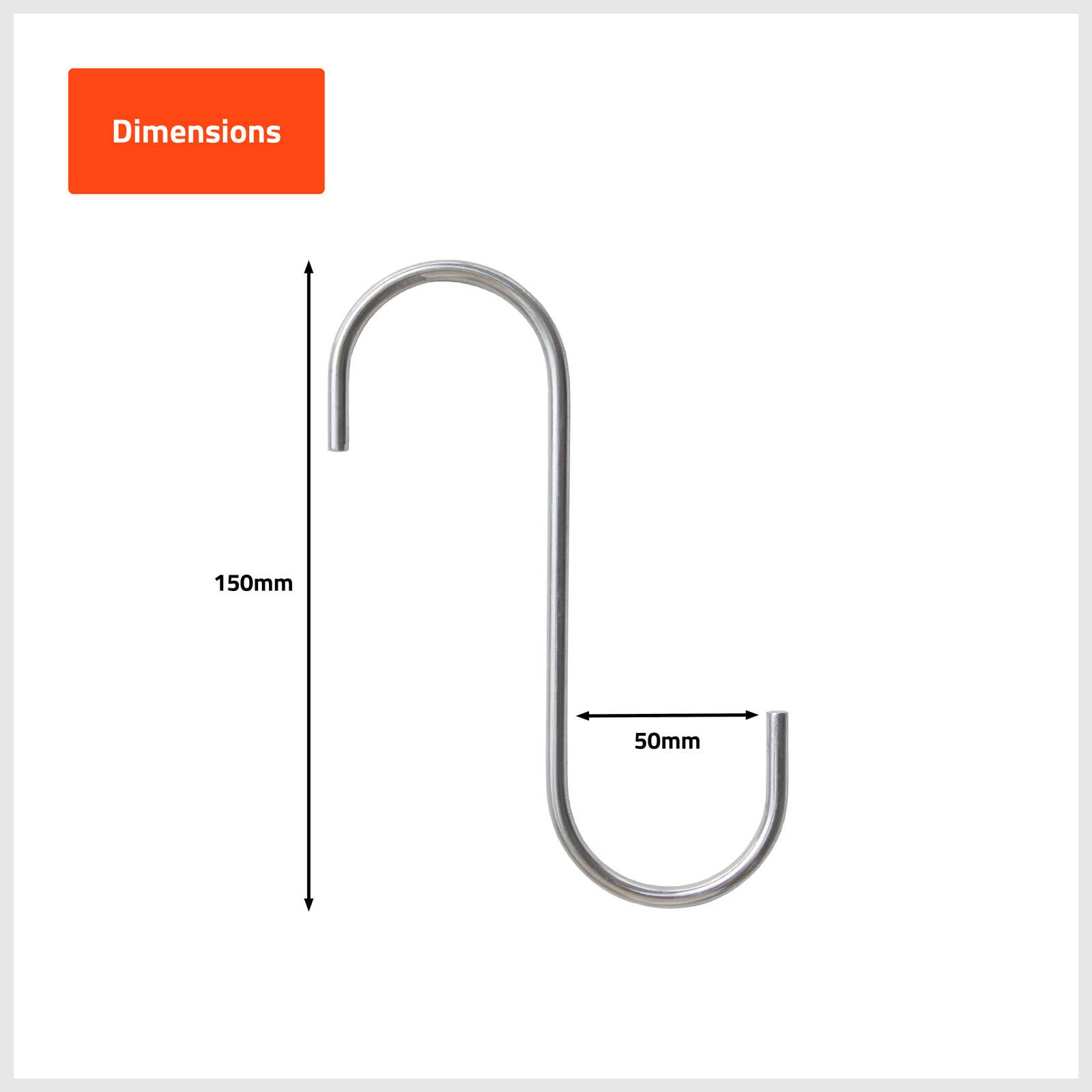 Taskmaster 150 x 50 x 5mm Steel S Hook - 4 Pack