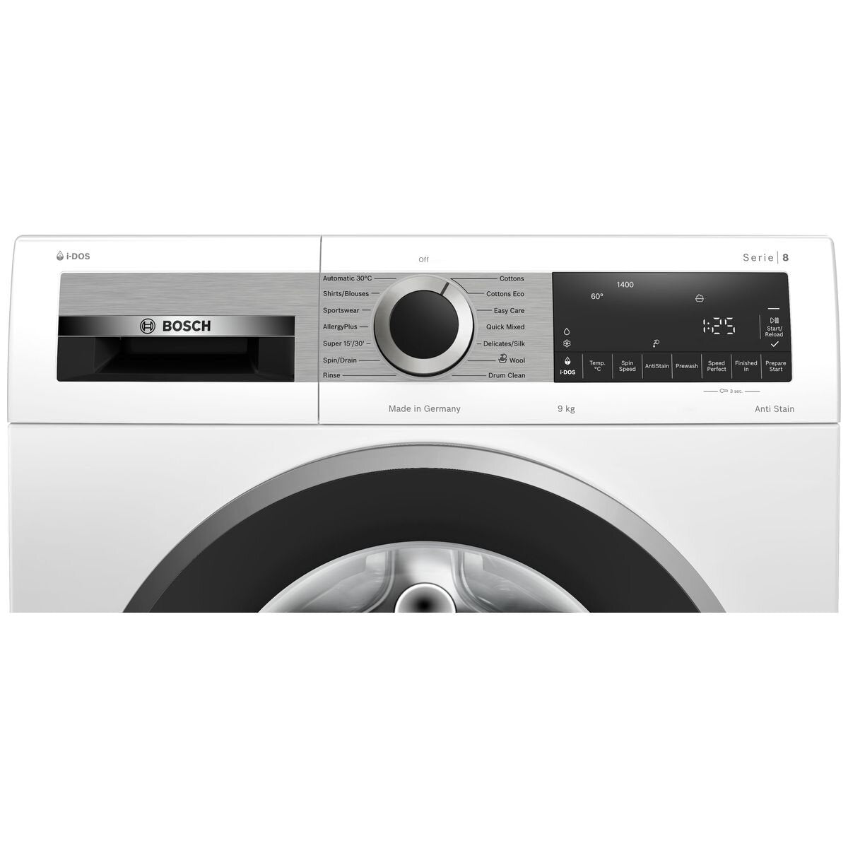Bosch Series 8 9kg Front Load Washing Machine - i-DOS Automatic Dosing, 5 Star Energy, AntiStain - WGG244A1AU