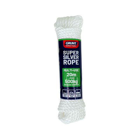 Grunt Super Silver Rope - 6mm x 20m - Polypropylene - Abrasion Resistant - SuperSaverAU - view 1