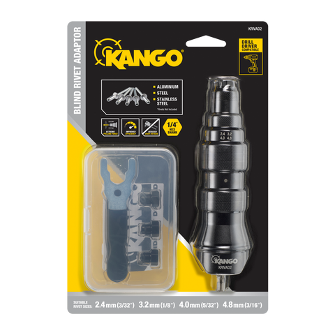Kango Blind / Pop Rivet Drill Adaptor with 4 Nose Pieces, 2.4mm to 4.8mm