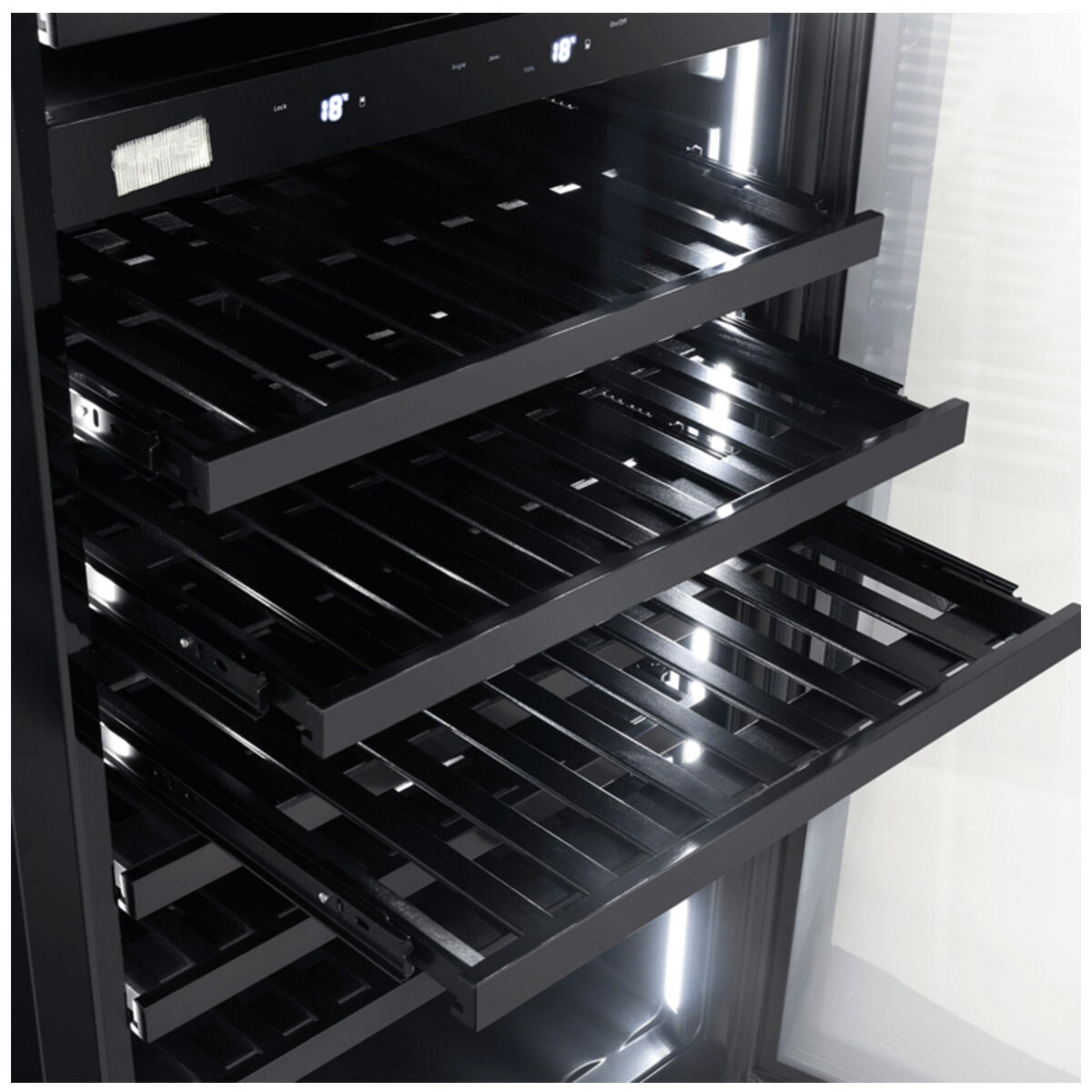 Artusi 125 bottle dual zone wine cellar - matte black, UV protected glass door, touch controls - AWC154BV