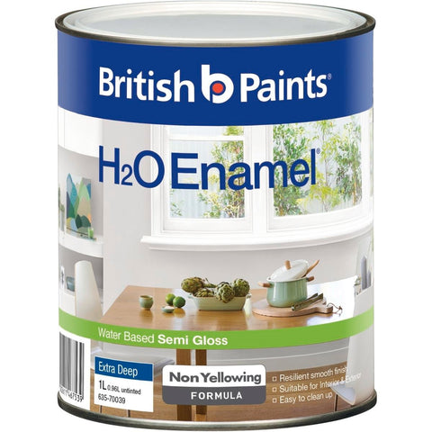 British Paints H2O Enamel Semi Gloss - 1L - Water Based - Extra Deep - SuperSaverAU - view 1