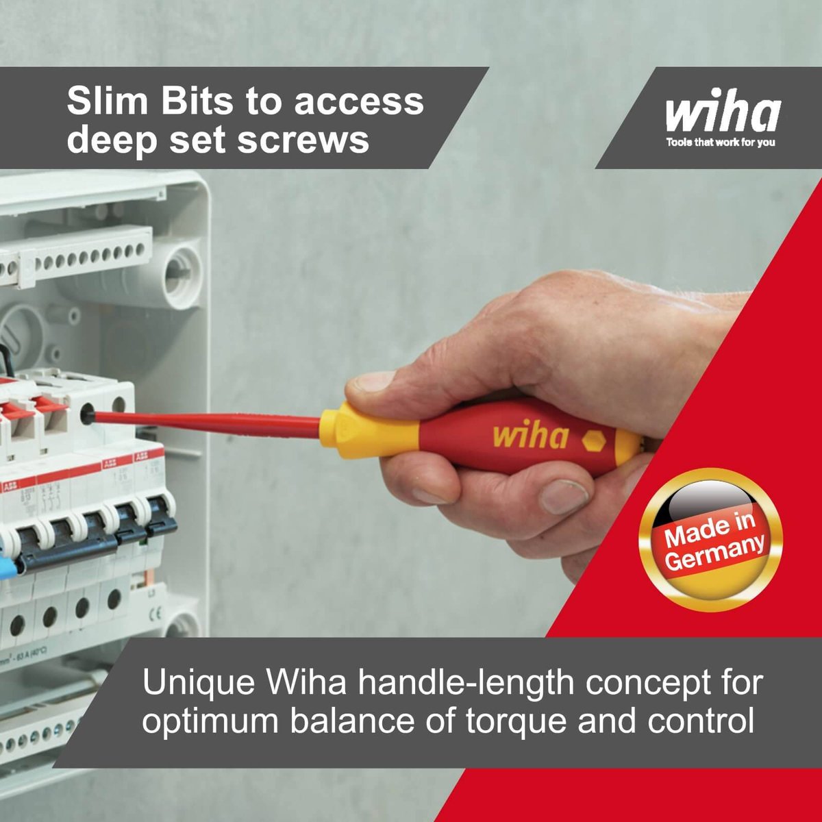 Wiha Slotted Screwdriver 4.0mm x 100mm Insulated Slimfix Durable - SuperSaverAU - view 3