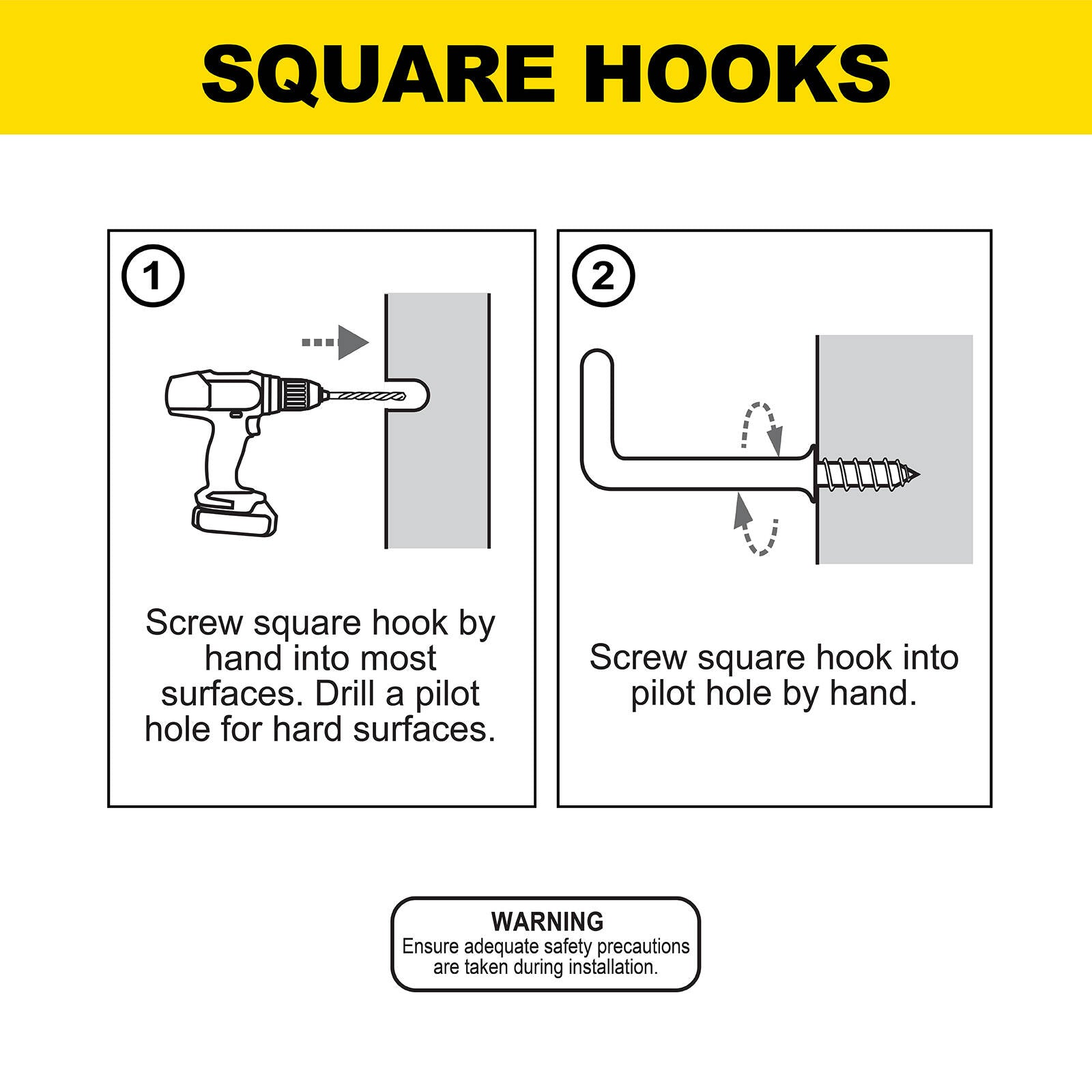 Everhang Zinc Plated Square Hook 25mm 13kg - 5 Pack