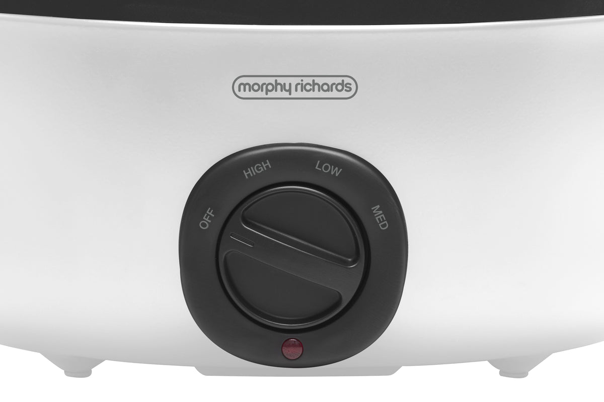 Morphy Richards 6.5L Slow Cooker - Sear and Stew Pot, Toughened Glass Lid, Low to High Heat, White - MRSC65WT