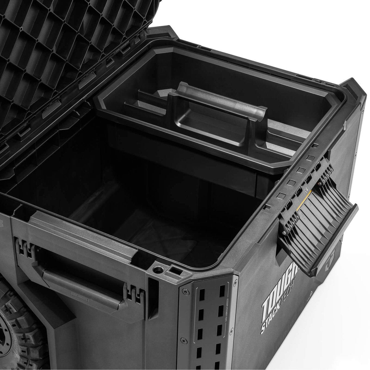 ToughBuilt StackTech Rolling Tool Box - Telescoping Handle & All-Terrain Wheels