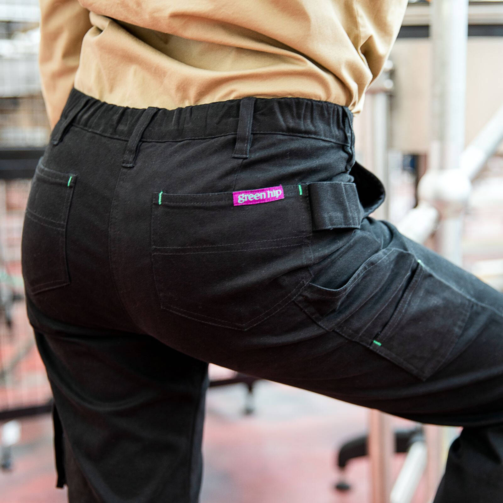 Green Hip Give Cargo Pants Black Size 20 Cotton Drill Straight Leg
