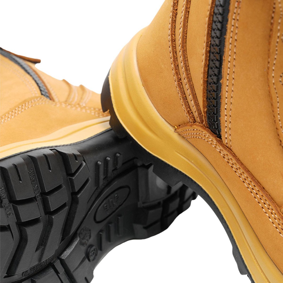 she wear Excels Womens PR Safety Work Boots Size 10 Wheat Nubuck Leather Composite Toe Zip Side Water Resistant