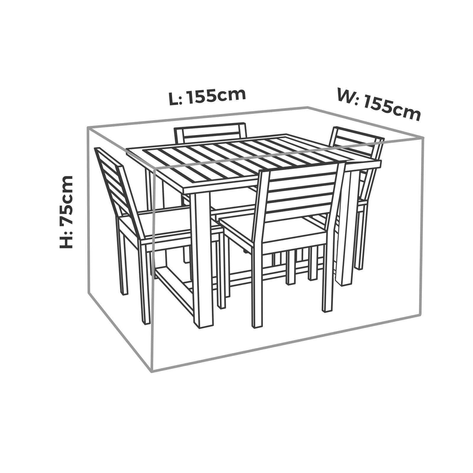 Mojo Premium Square Table & Chairs Outdoor Furniture Cover, PVC, Weather & UV Resistant