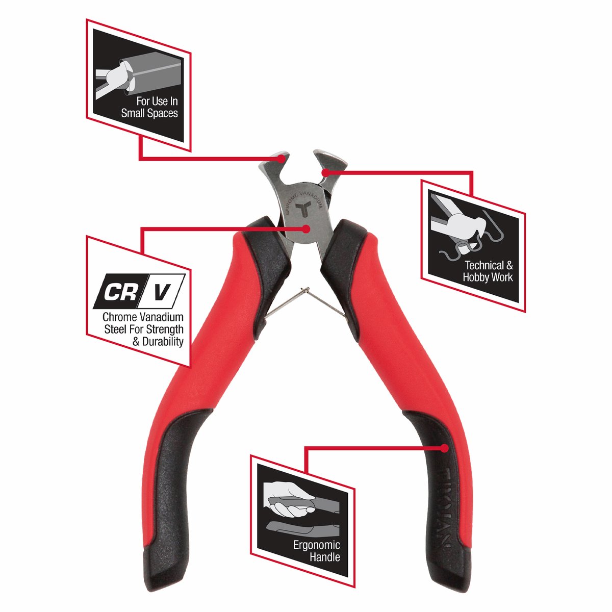 Trojan Mini CRV End Cutting Plier Red and Black