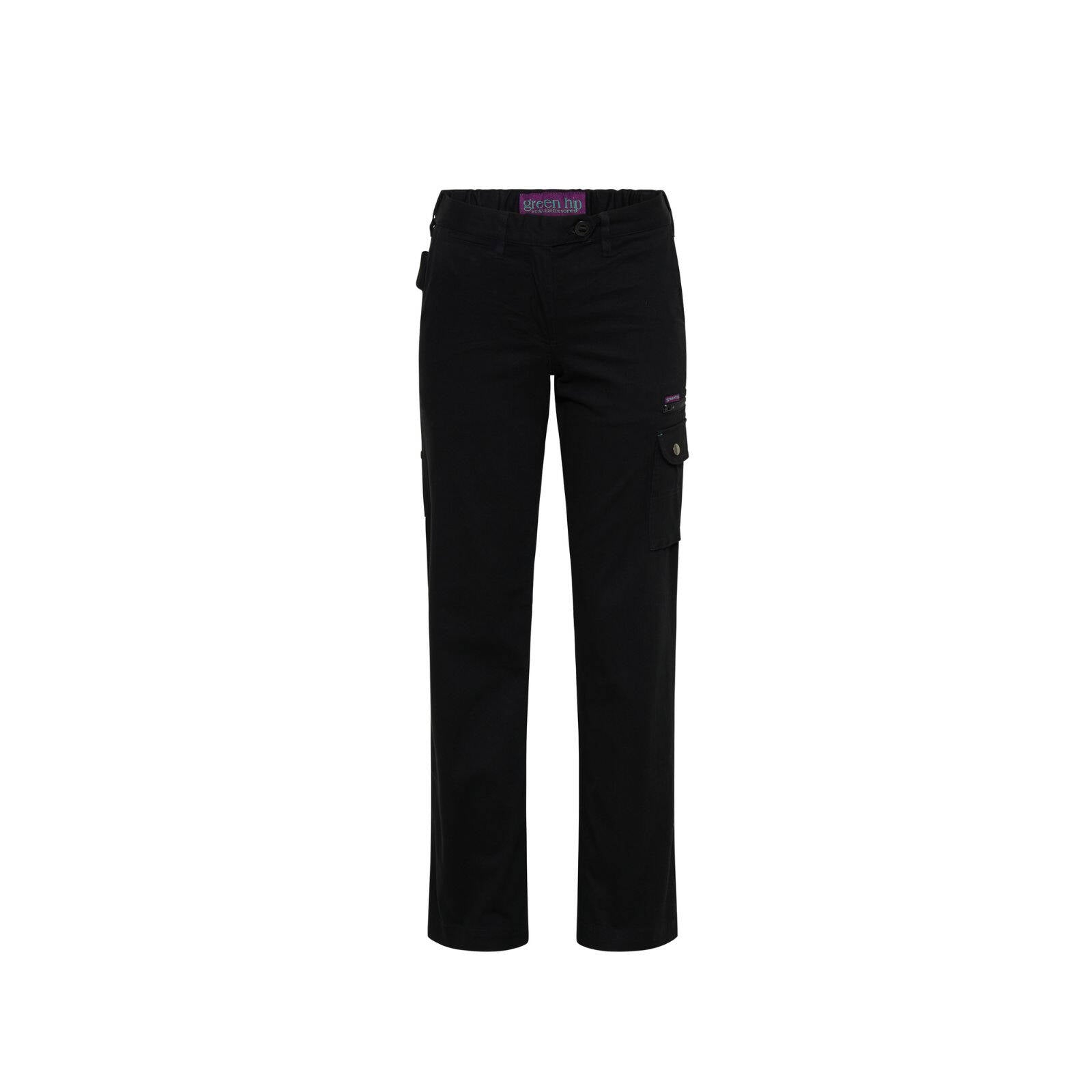 Green Hip Give Cargo Women's Work Pants Black Size 14 Cotton Stretch UPF 50+ Straight Leg