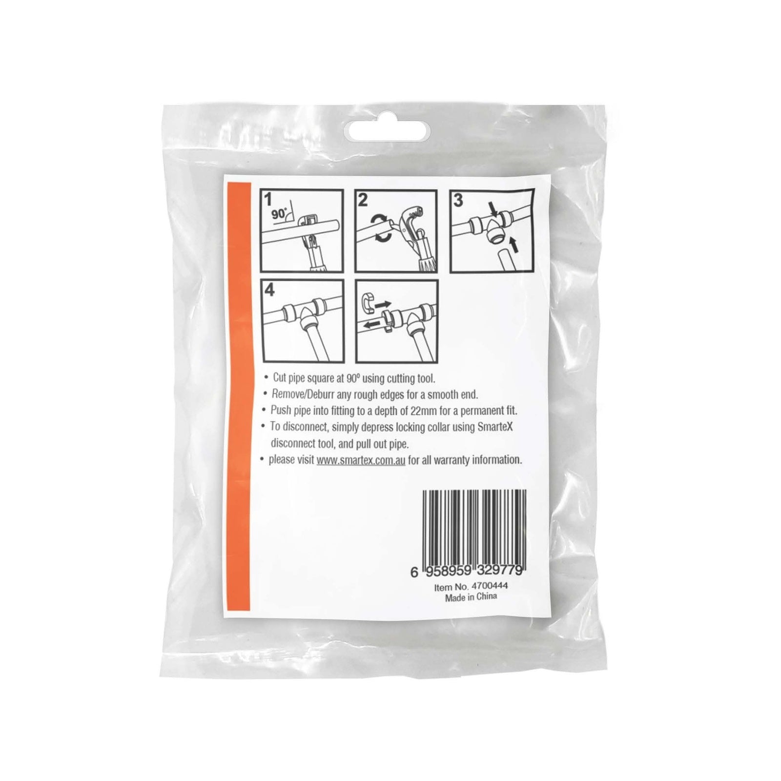 SmarteX-COPPER Push-to-Fit Fitting Disconnect Kit - Copper, Orange