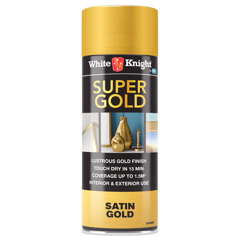 White Knight Super Gold Satin Spray Paint 300g Metallic Indoor Outdoor