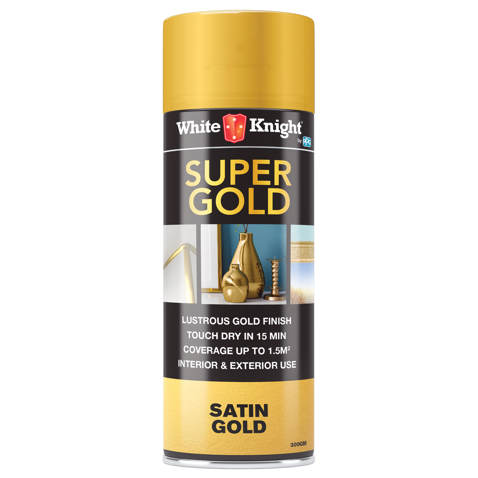 White Knight Super Gold Satin Spray Paint 300g Metallic Indoor Outdoor