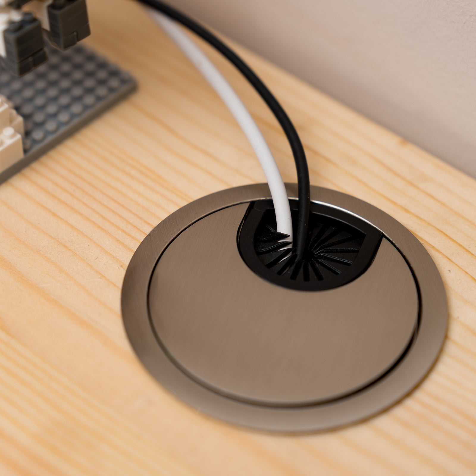 Taskmaster 60mm Satin Zinc Cable Duct Desk Grommet Cord Tidy