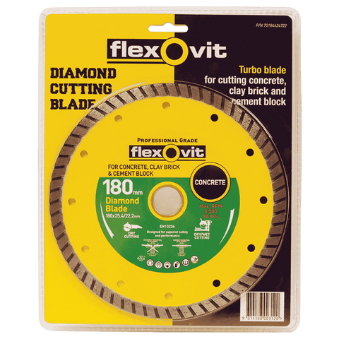 Flexovit 180 x 2.6 x 25/22mm Turbo Diamond Blade