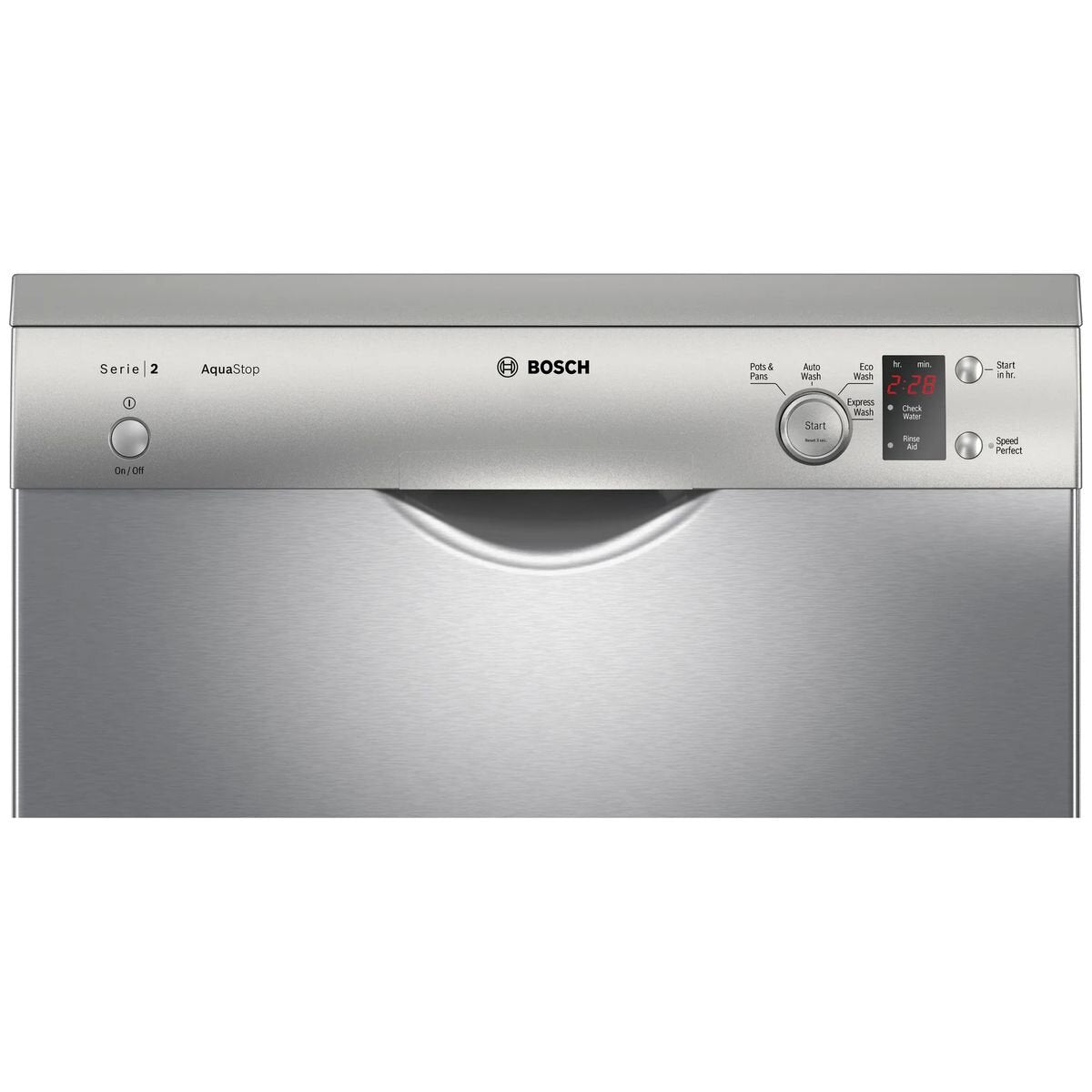 Bosch Series 2 60cm Freestanding Dishwasher - 13 Place Settings, Silver, Anti-Fingerprint - SMS24AI01A