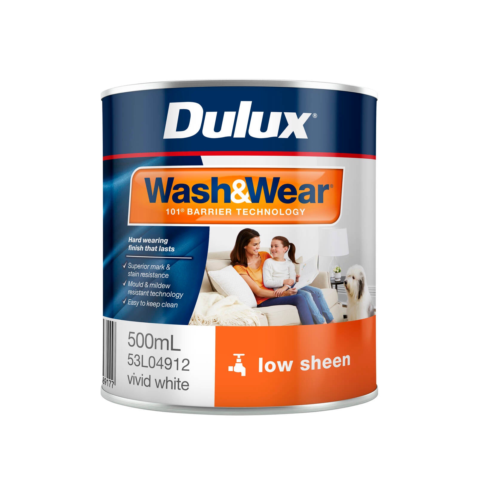 Dulux Wash&Wear 500ml Vivid White Low Sheen Interior Paint, Tintable