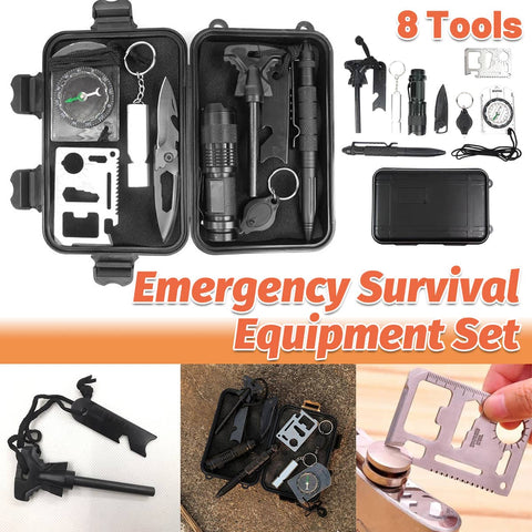 10-In-1 Emergency Survival Kit with Fire Starter, Flashlight and Compass for Camping