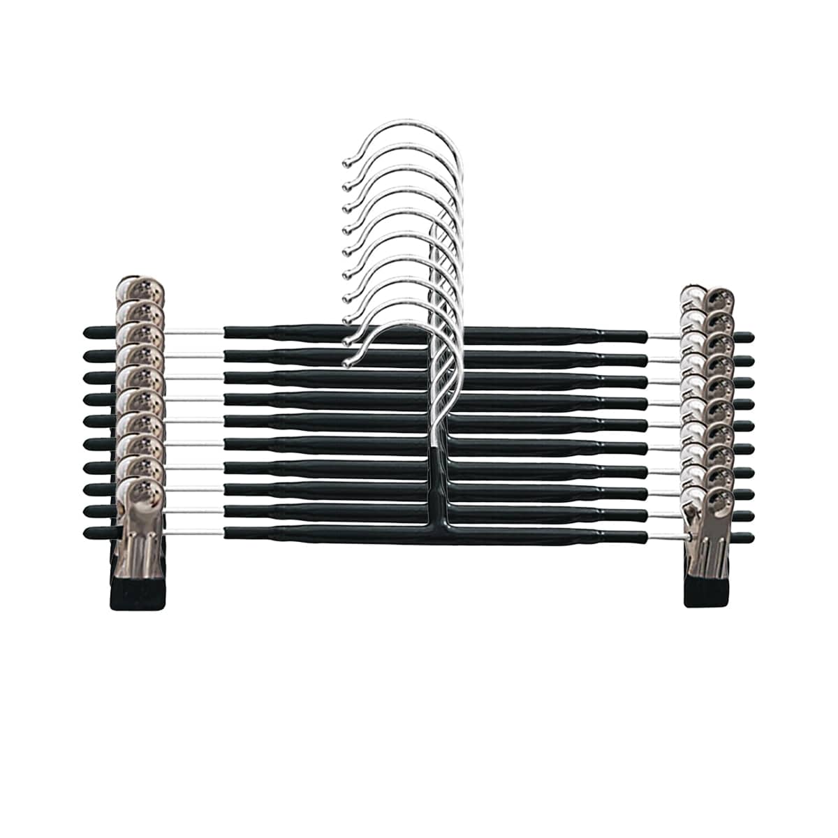 10 Pack Wardrobe Pants Rack Hanging Trouser Organiser - Black