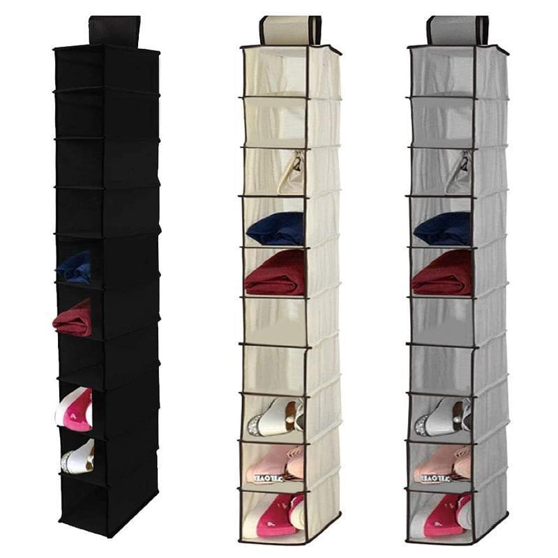 10 Tier Hanging Wardrobe Organiser for Clothes and Shoes - Grey - view 5