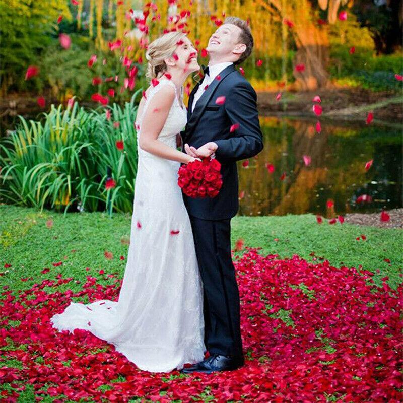1000 pcs Silk Rose Petals for Weddings and Events - Setting Sun Red - view 12