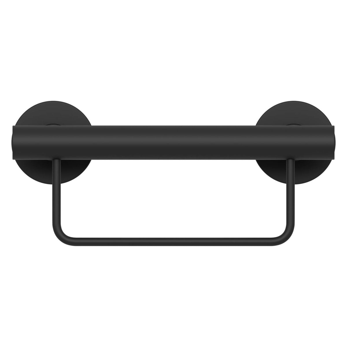 evekare 300mm Black Grade 304 Stainless Steel Towel Rail with Grab Rail 250kg Capacity
