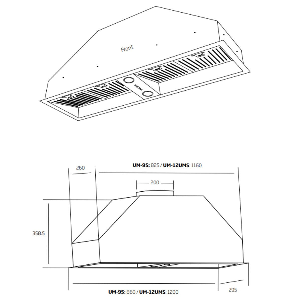 Schweigen 90cm Undermount Rangehood - Stainless Steel, 1600m³/h Isodrive SP Motor, Timer - UM-9SPPAK