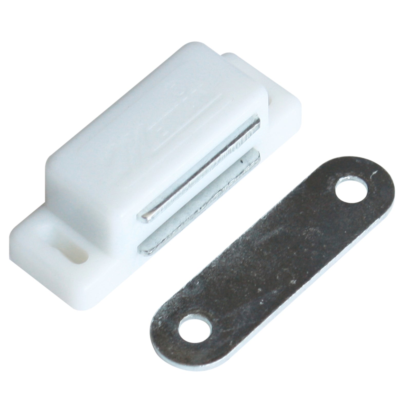 Kaboodle Magnetic Cabinet Catch White & Chrome - 2 Pack