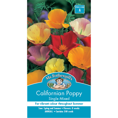 Mr Fothergill Californian Poppy Seeds 75mm Hardy Easy Grow - SuperSaverAU - view 1