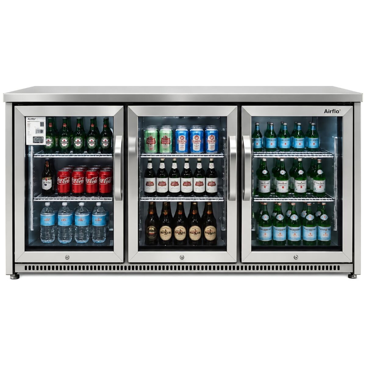 Airflo 330L 3 door beverage centre - stainless steel, lockable doors, electronic control - AFF333