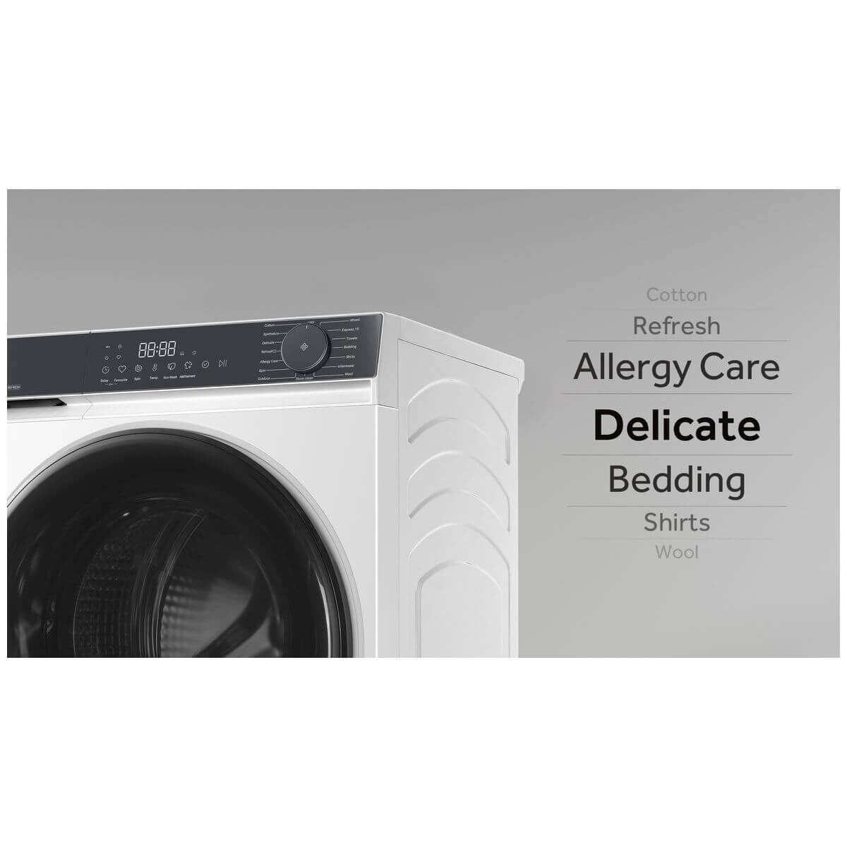 Haier 8.5kg Front Loader - White, Express 15 Cycle, Steam Refresh, 5 Star Energy - HWF85KW1
