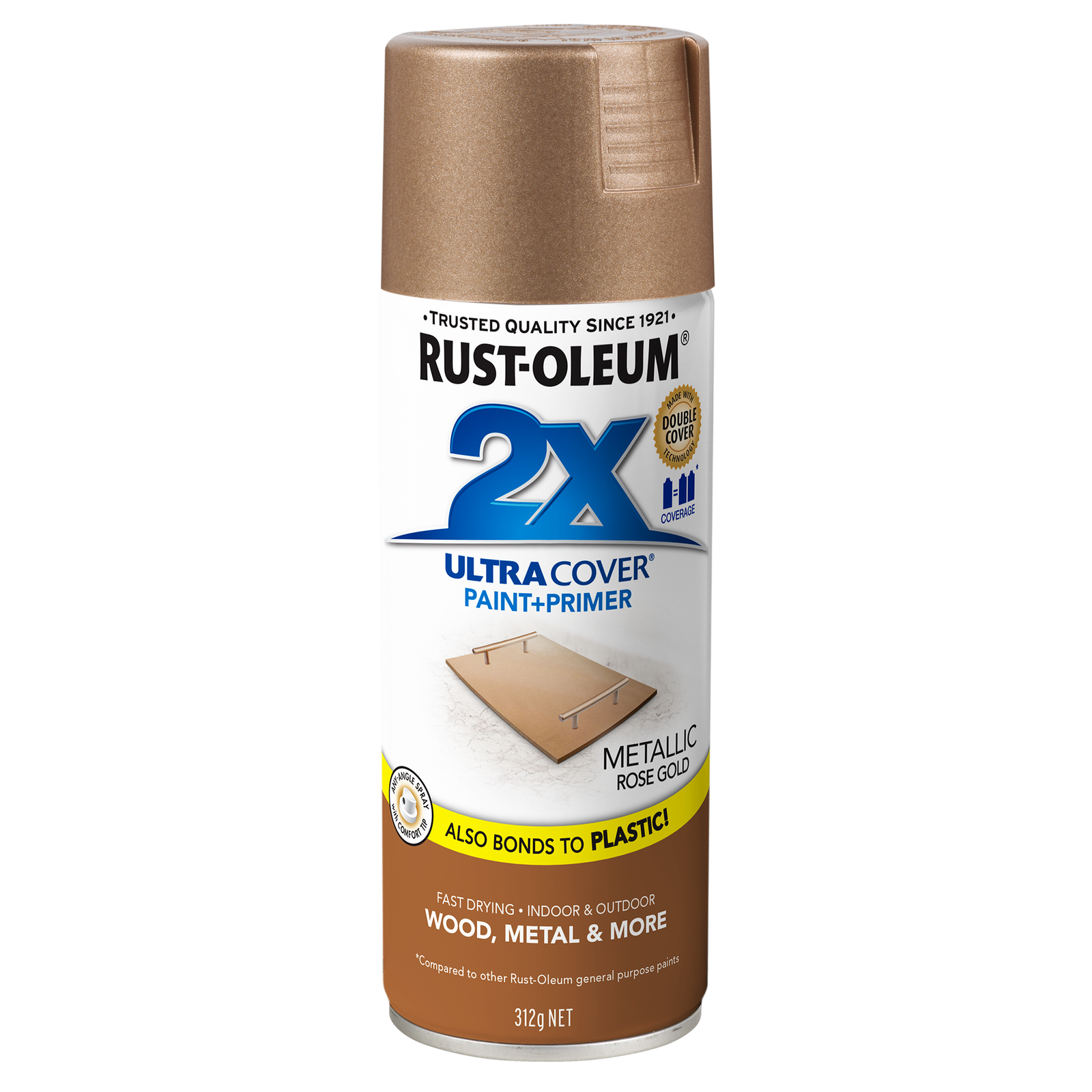 Rust-Oleum 2X Ultra Cover 312g Rose Gold Metallic Spray Paint - Gloss, UV & Splatter Resistant