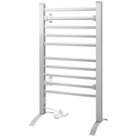 Devanti Heated Towel Rail Rack Electric Clothes Rails TW-C-FW-10-ALUM - SuperSaverAU - view 1
