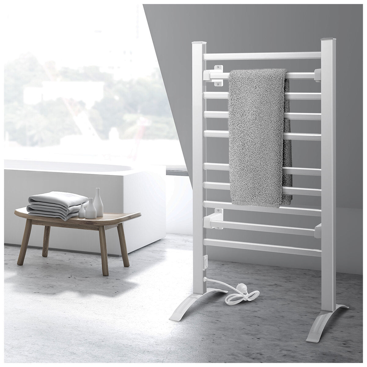 Devanti Heated Towel Rail Rack Electric Clothes Rails TW-C-FW-10-ALUM - SuperSaverAU - view 5