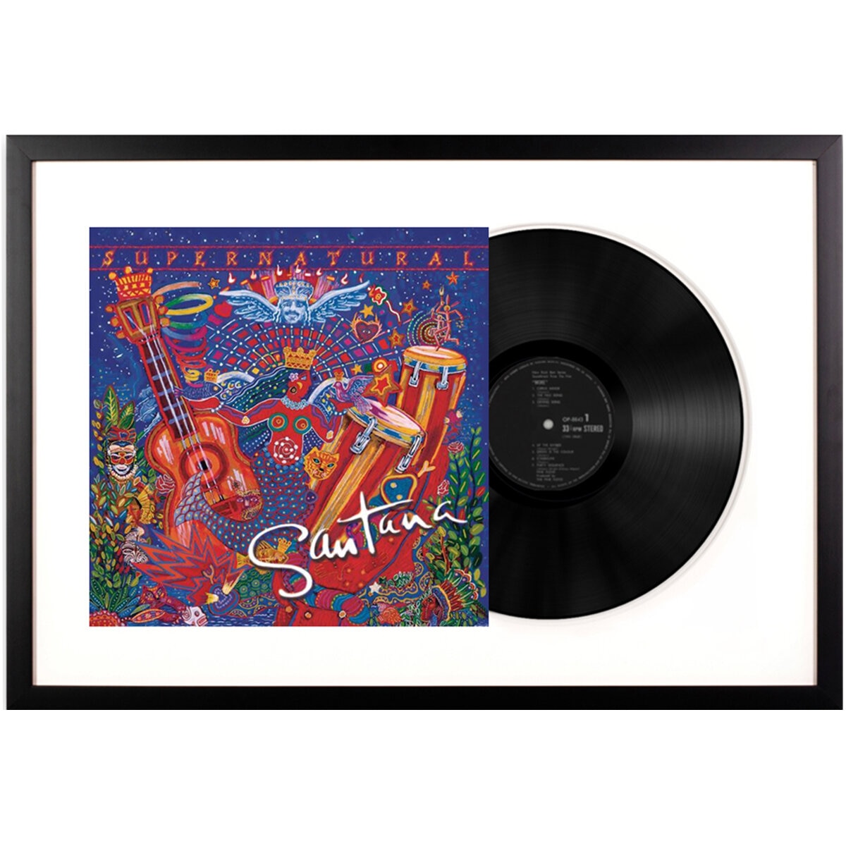 Framed Santana Supernatural Vinyl Album Art - 75 cm x 47.5 cm, Black MDF Frame - SuperSaverAU - view 1