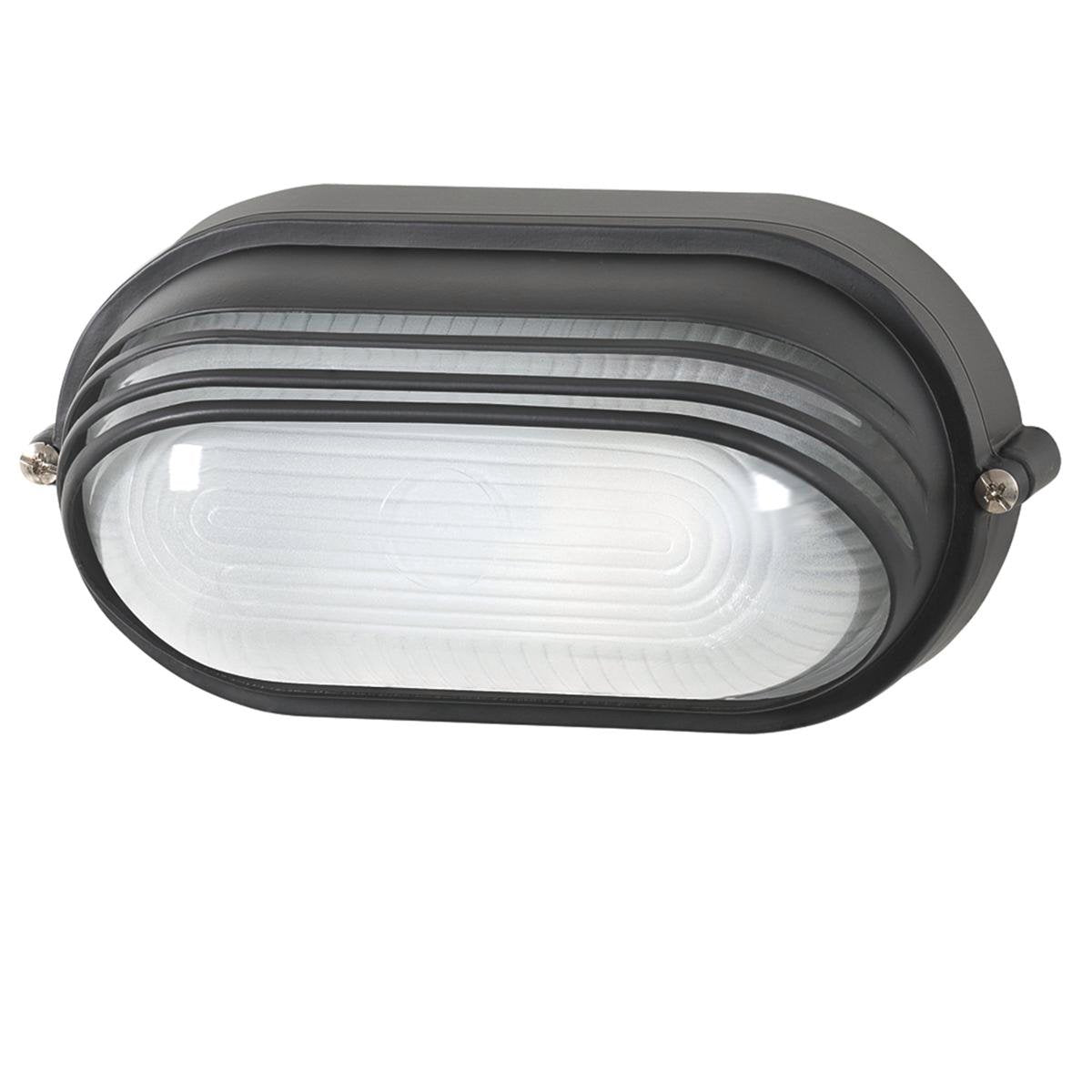 Arlec Large Black Oval Louvered Bunker Light 280mm Metal E27 Weather Resistant Outdoor