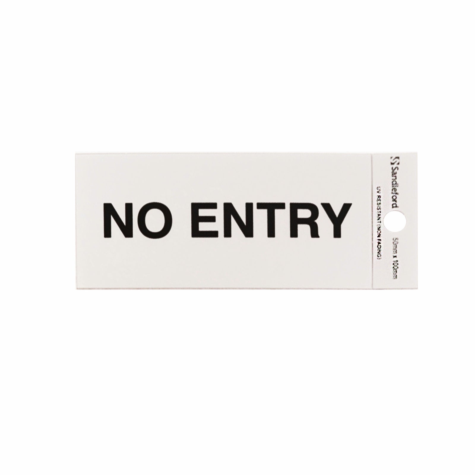 Sandleford 100 x 50mm No Entry Self Adhesive Sign, Gloss Silver Weather Resistant Polycarbonate
