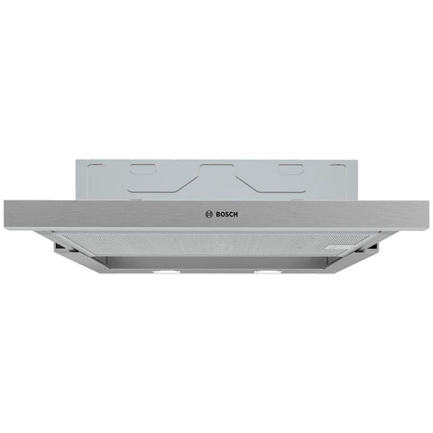 Bosch Series 2 60cm Slideout Rangehood - 394m³/h, 3 Power Levels - Silver Fascia, LED Lighting - DFM064W55A