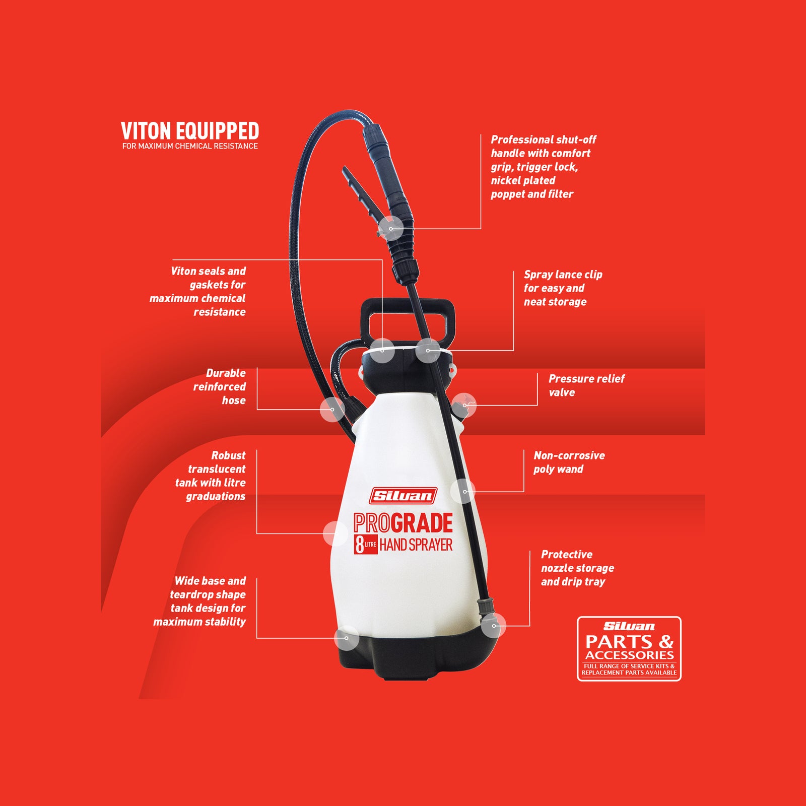 Silvan 8L ProGrade Hand Sprayer 300kPa White