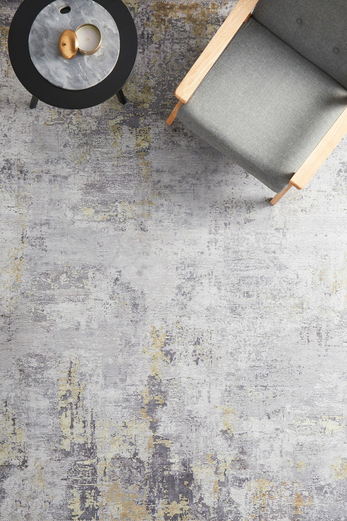 Rug Culture Illusions Extra Large Rug 320x230cm - Silver and Gold Power Loomed Polyester - ILU156GOLD320X230