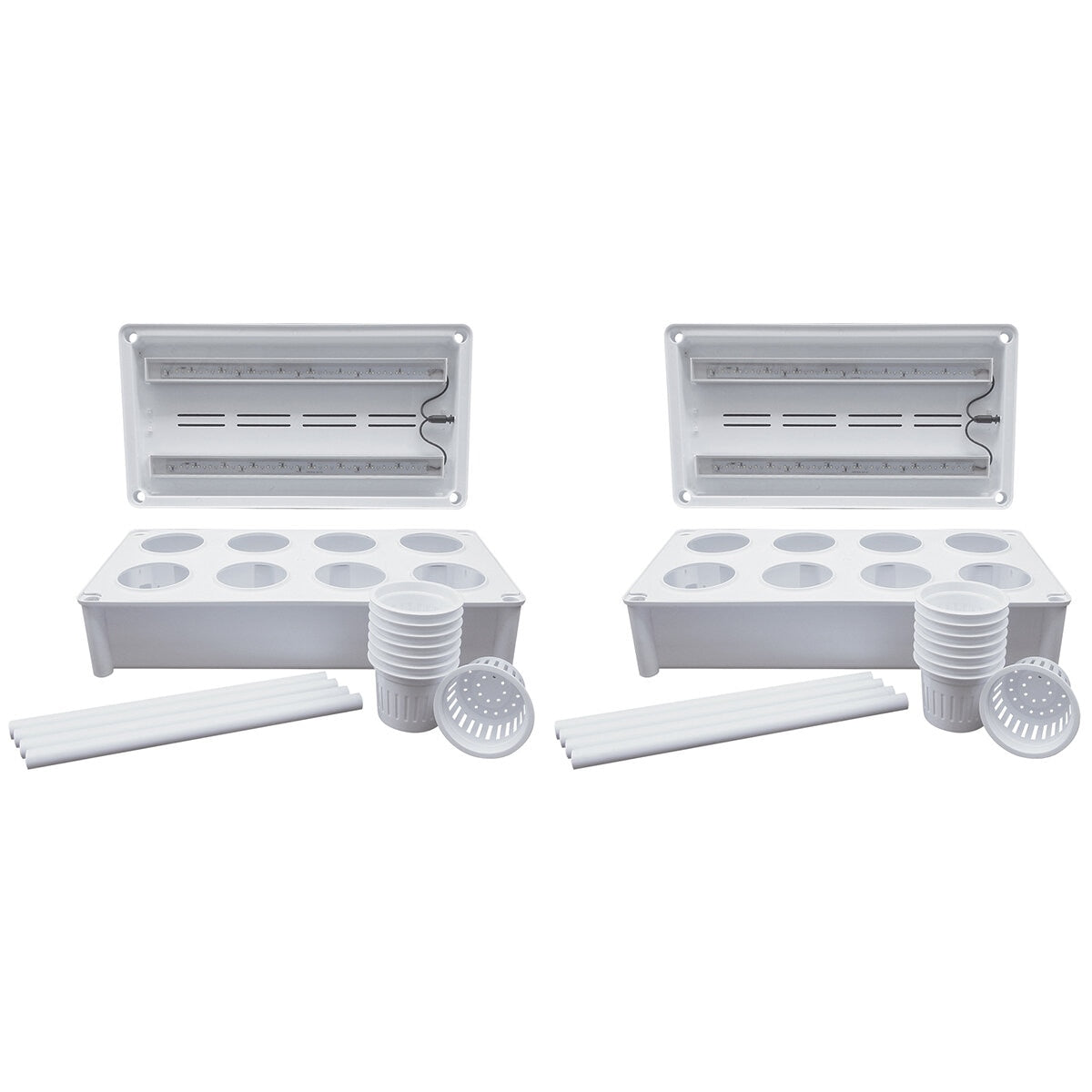Greenlife 2 x Twin LED Self Watering Salad Grower With 8 Pots White 56 x 29 x 405 cm - SuperSaverAU - view 3