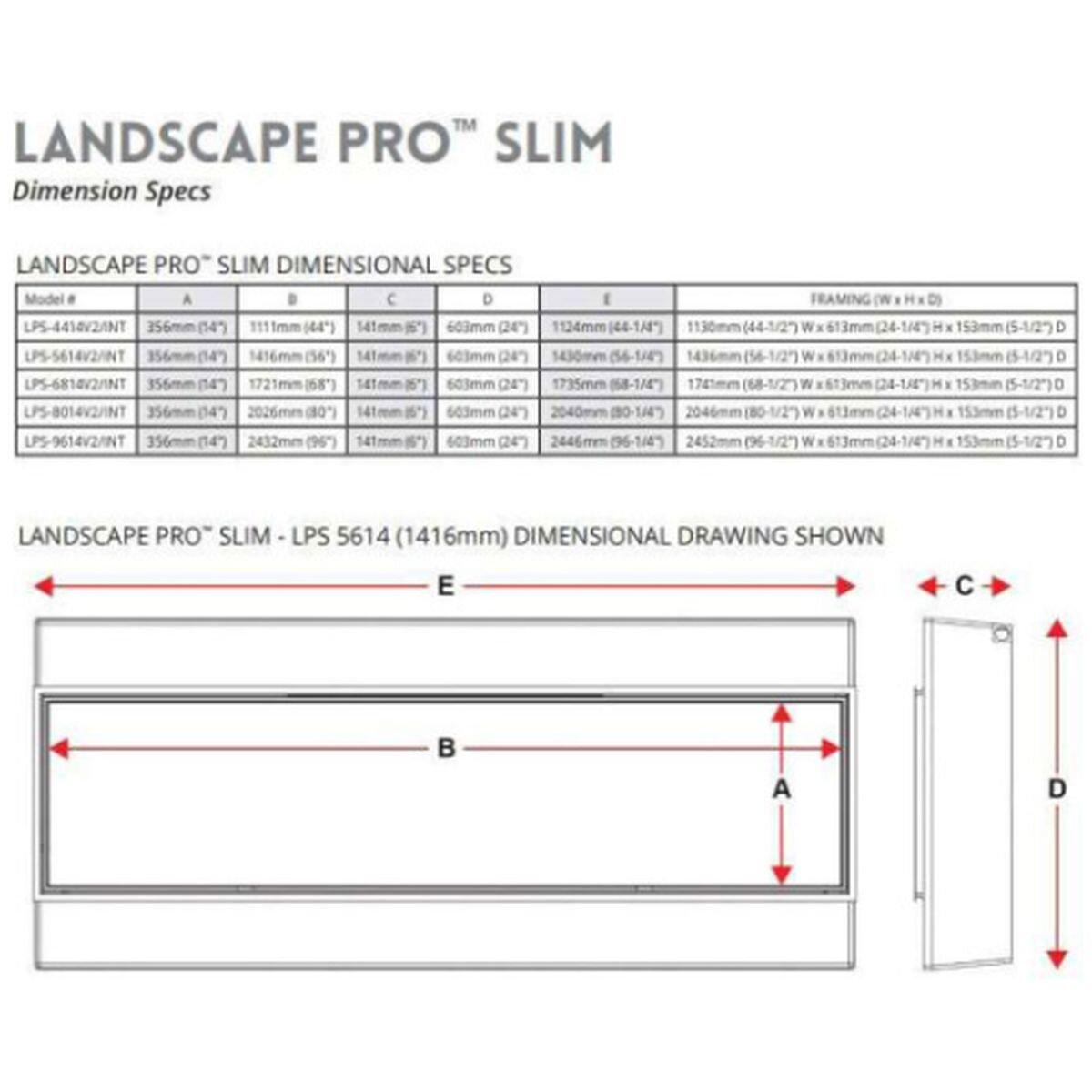 Modern Flames Landscape Pro Slim 56" Gen 1 Built-In Electric Fireplace - Hybrid-FX Flames - LPS-5614-INT