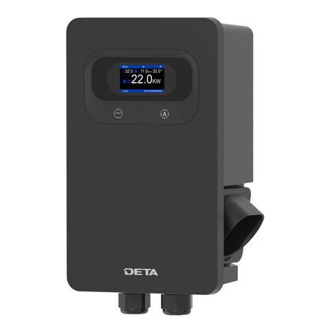 DETA 7/22kW Wall Mount Grid Smart EV Charger with 5m Cable EV200D-HA - Black