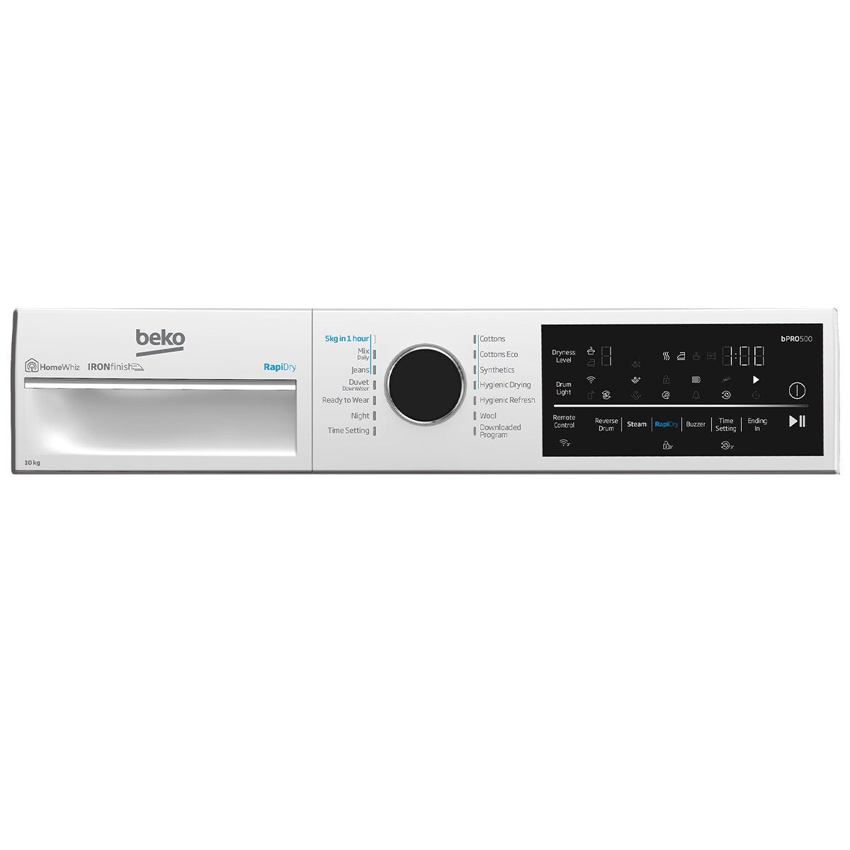 Beko 10kg hybrid heat pump dryer with steam - 9 star energy rating, Wi-Fi, 14 programs - BDPB104HW