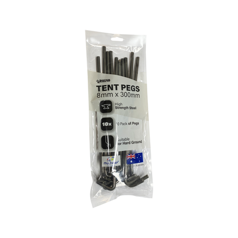 Rhino 8 x 300mm Steel Tent Peg - 10 Pack
