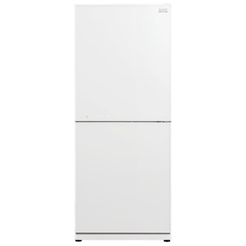 Mitsubishi Electric 421L Bottom Mount Fridge - White Glass, Ice Maker, Select Zone - MR-HGS421EX-GWH-A