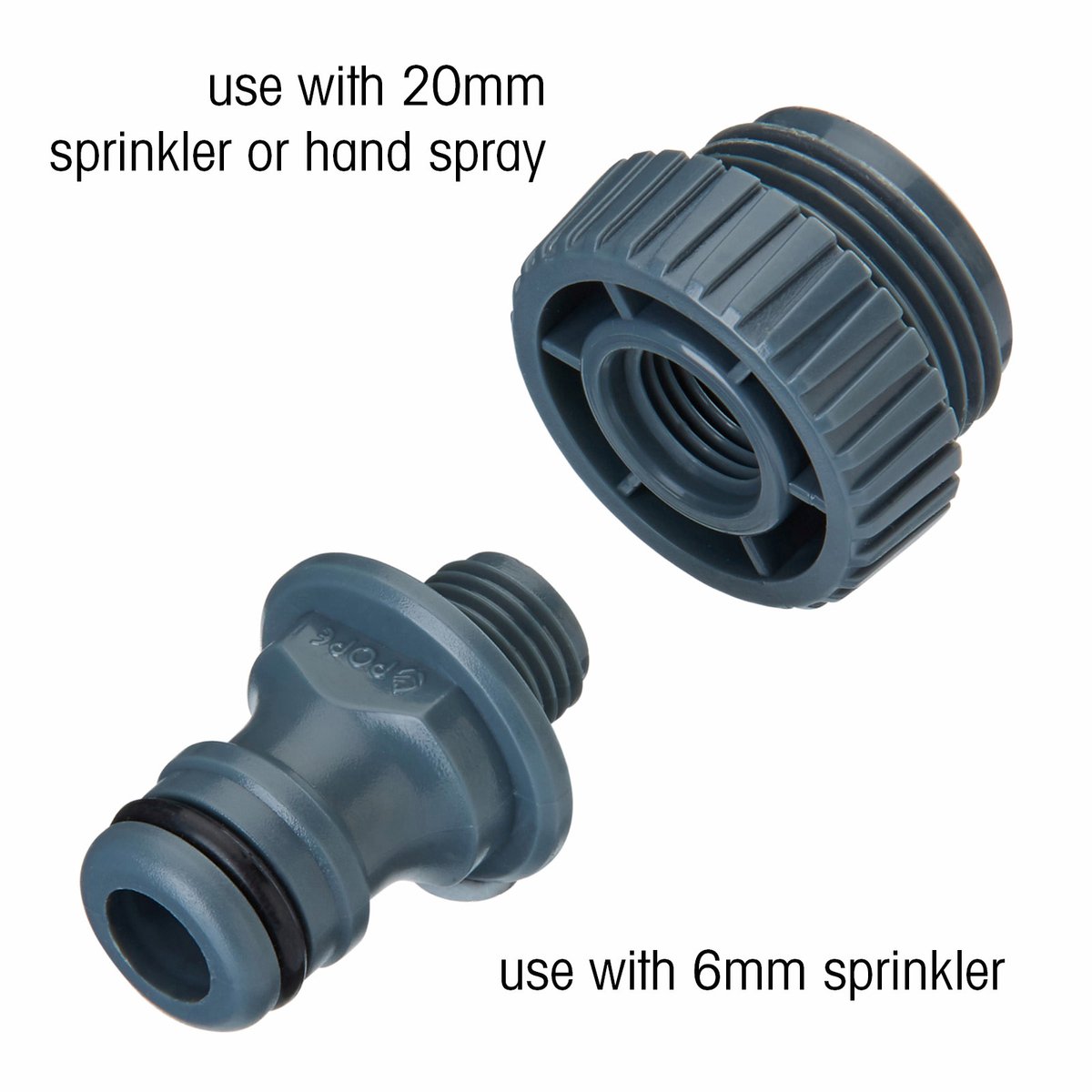 Pope Universal Sprinkler Adaptor - ABS Plastic, 12mm Snap-On, Suits 20mm & 6mm BSP