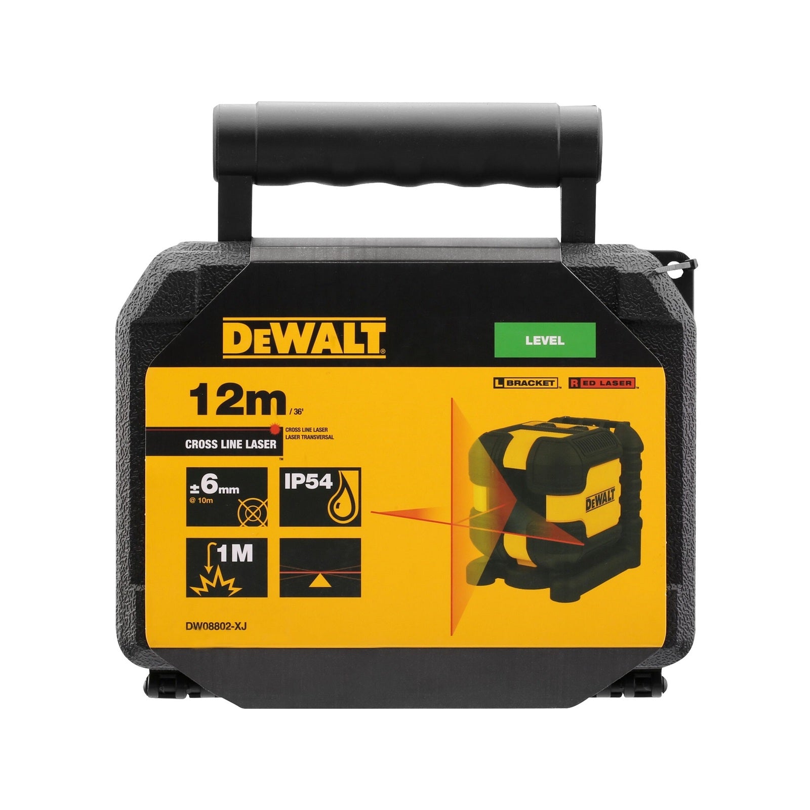 DeWALT 12m Red Beam Cross Line Self Levelling Laser Level IP54 DW08802-XJ