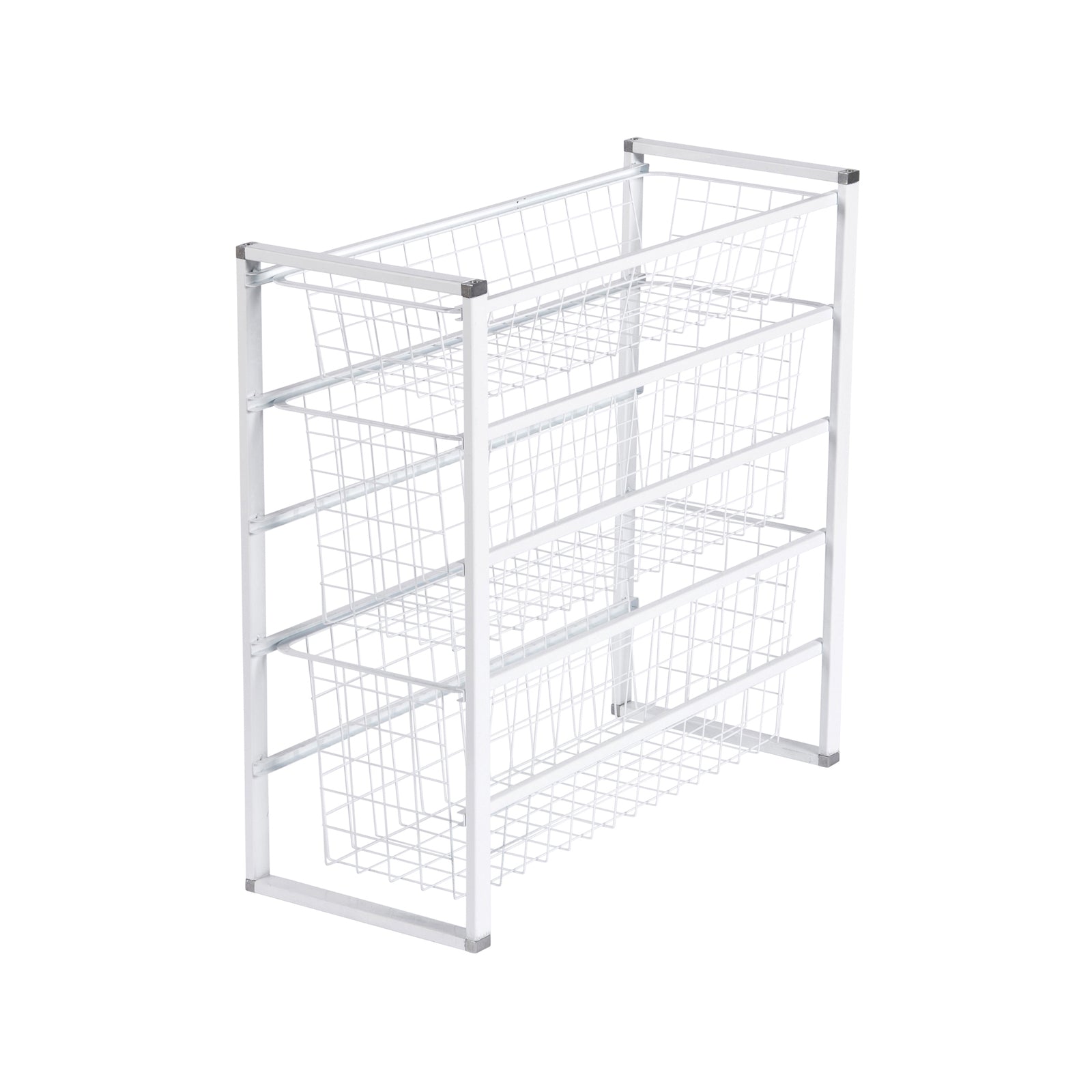Flexi Storage Home Solutions 205 x 185 x 535mm White 2 Runner Half Width Wire Basket Steel